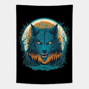 Werewolf Face Graphic Design Tapestry