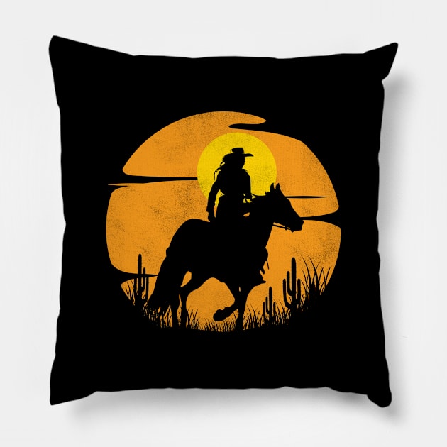 Cowgirl silhouette Pillow by Aldebaran