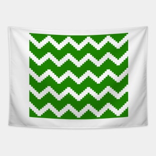 Zigzag geometric pattern - green and white. Tapestry