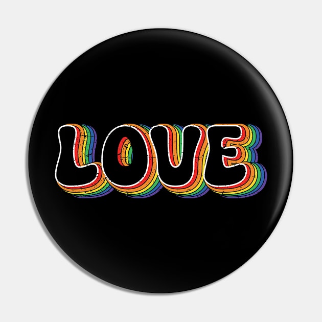 Love Design for LGBTQ Pride Supporters Retro Vintage Style Pin by missalona