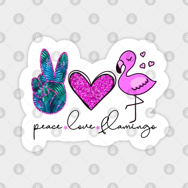 Peace Love Flamingo Magnet by Satic