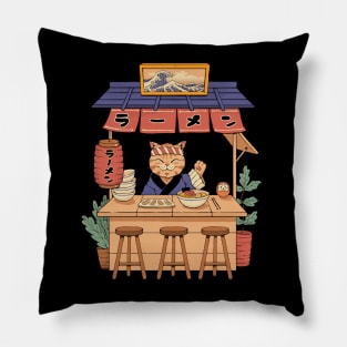 Neko Ramen House Front and Back Print Pillow