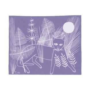 "Jeroen on the Hunt" (purple ink) - vintage print of a cat on white paper, Tinus van Doorn, 1937 T-Shirt