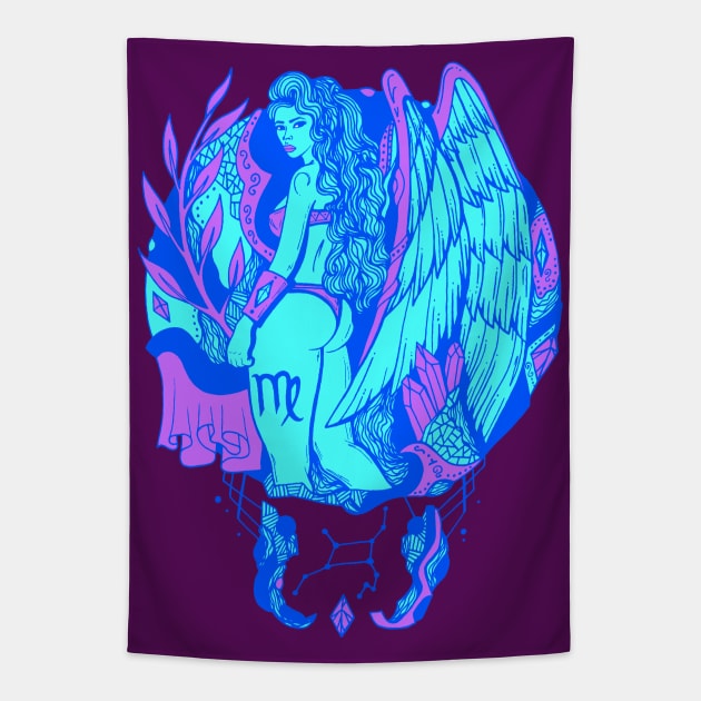 Blue Virgo Beauty Tapestry by kenallouis