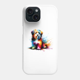 Tibetan Terrier in Colorful Abstract Splash Art Phone Case