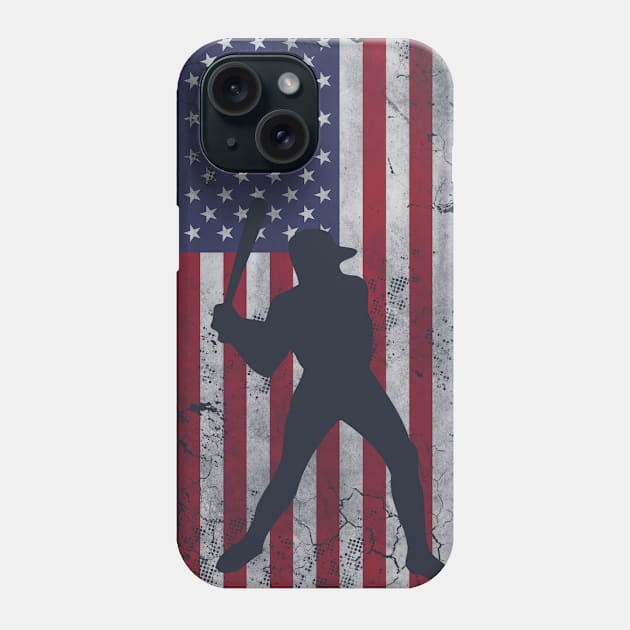 Patriotic American Flag Baseball Sports Phone Case by E