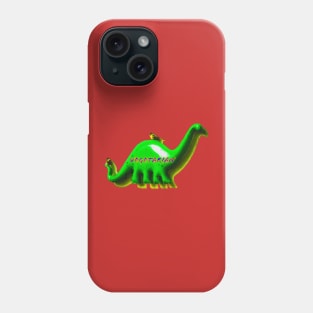 Fun green Retro Dino and birds with a shadow - vegetarian Phone Case