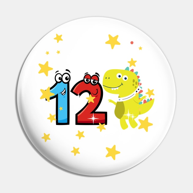 Kids 12th Birthday 12 Year Old Birthday Boy T Rex Dinosaur Space Pin by Johner_Clerk_Design