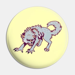 Pixel Werewolf (Red and Blue) Pin