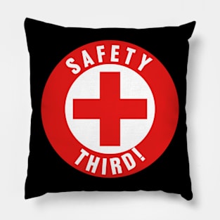 Safety Third, Safety 3rd Funny Hard Hat Sticker, July 4th,Fireworks Joke Funny Independence Day Pillow