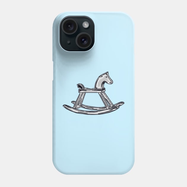 Black And White Rocking Horse With Blue Horse Phone Case by missmann