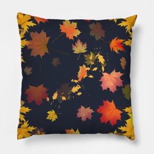 Autumn Scattered Leaf Design - Fall Leaves - Maple Leaves  - Autumn Colours - Orange Background Pillow