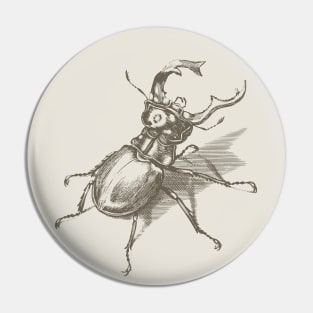 Dramabite Vintage stag beetle illustration Pin