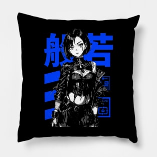 Goth Grunge Anime Manga Girl Cyberpunk Aesthetic Futuristic Japanese Streetwear #4 Pillow