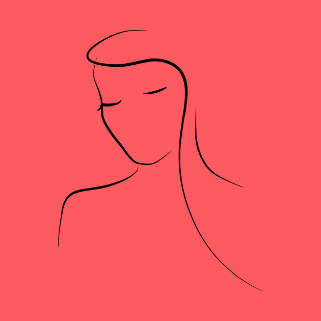 Woman Line Art Portrait - Minimal Mary by PeachOnAWindowsill