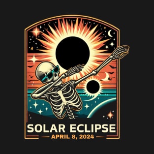 Solar Eclipse April 8th 2024 dabbing skeleton Total Eclipse 2024 T-Shirt