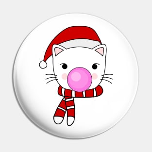 Cute and Funny Christmas Cat Bubblegum Pin