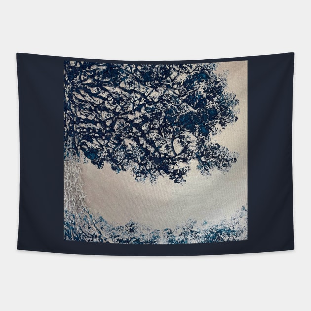 Blue and Silver Tree Tapestry by Perspective Shift Art