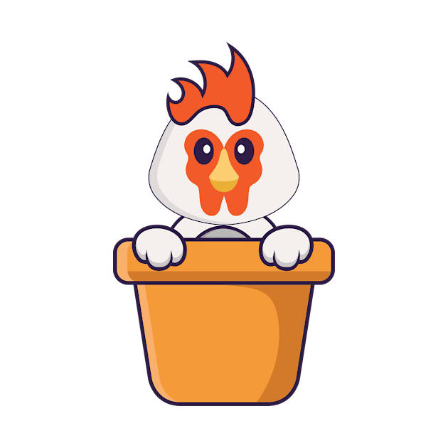 Cute chicken in a flower vase. by kolega