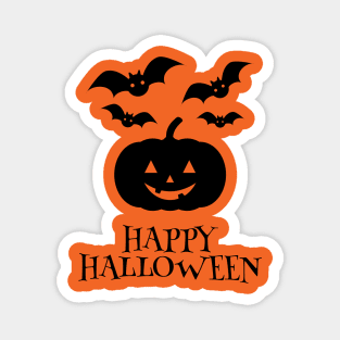 Happy Halloween Pumpkin Bat Minimal Magnet