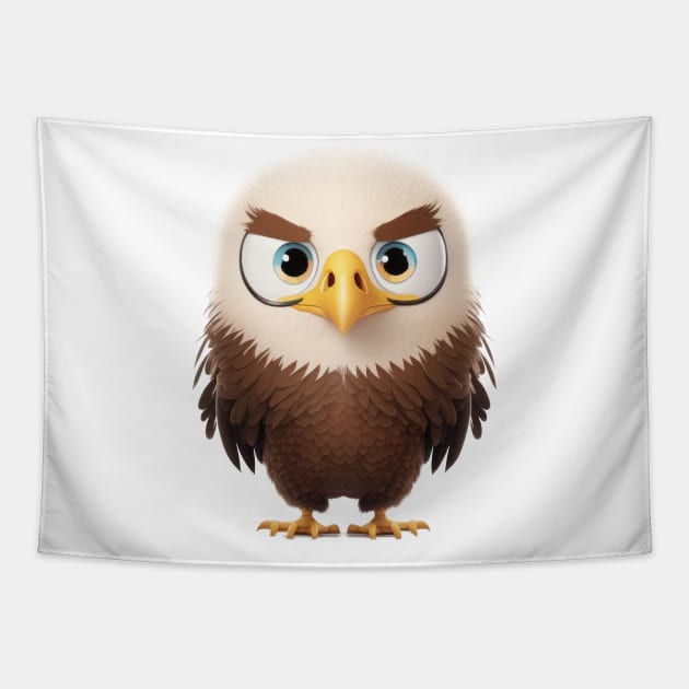 Eagle Cute Adorable Humorous Illustration Tapestry by Cubebox
