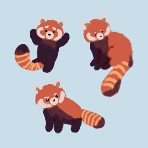 Three cute red pandas by Mayarart