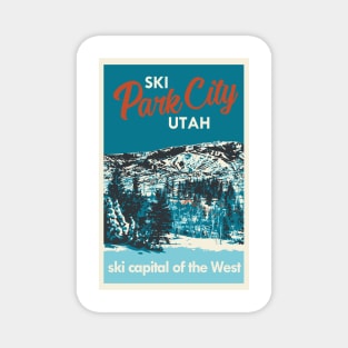 Vintage Park City Utah Ski Poster Magnet