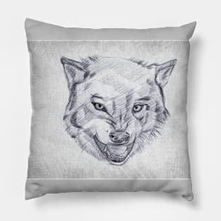 Wolf - Handmade Pencil Drawing Pillow