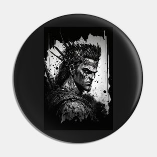 Fierce Warrior Illustration Pin