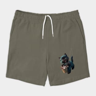 A Cat wide-open mouth suggests it’s mid-meow or shouting, and its eyes appear wide and excited Shorts