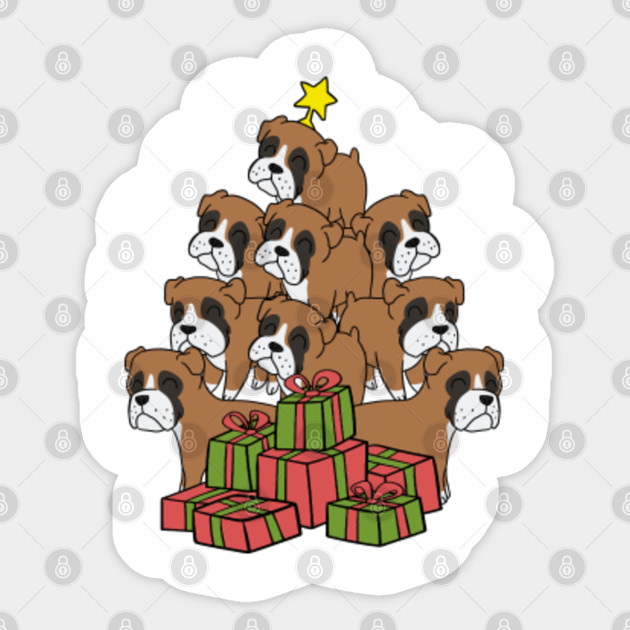 Funny Boxer Dog Xmas Tree Christmas Boxer Dog Sticker Teepublic