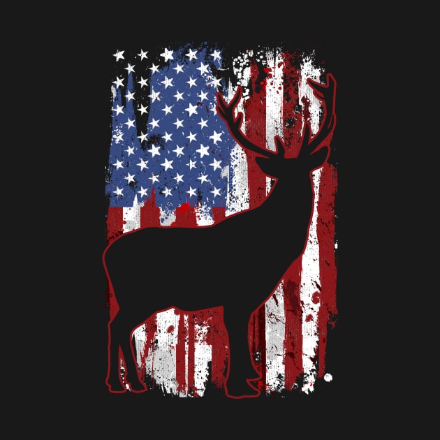 Deer USA Flag Deer Hunting by KAWAIITEE