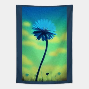 Blue Dandelion against a summer sky - Abstract style painting Tapestry