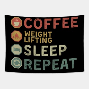 coffee weightlifting sleep repeat Tapestry