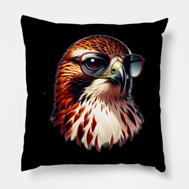 Cool Red Tailed Hawk Pillow by The Jumping Cart