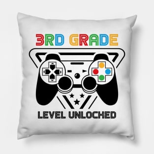 3rd Grade Level Unlocked Video Gamer Back to School Boys Pillow