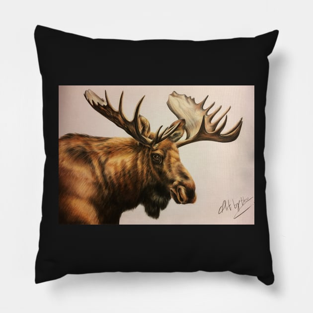 Moose Pillow by Artbythree