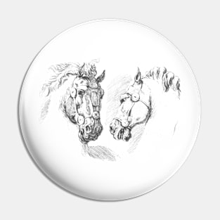 Two Horses Vintage Art Pin