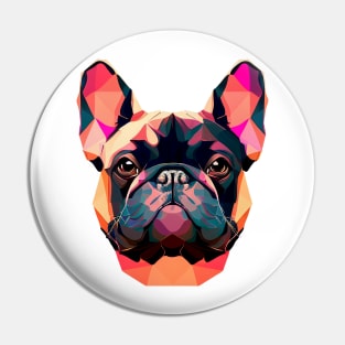 French Bulldog Geometric Portrait - Sunset Pin