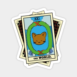 TAROT CARDS DECK | THE WORLD. | FORTUNE CAT Magnet