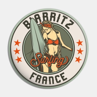 Vintage Surfing Badge for Biarritz, France Pin