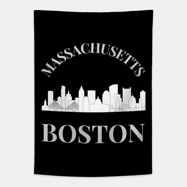 Born and raised Massachusetts Id rather be in Boston MA skyline state trip Tapestry by BoogieCreates