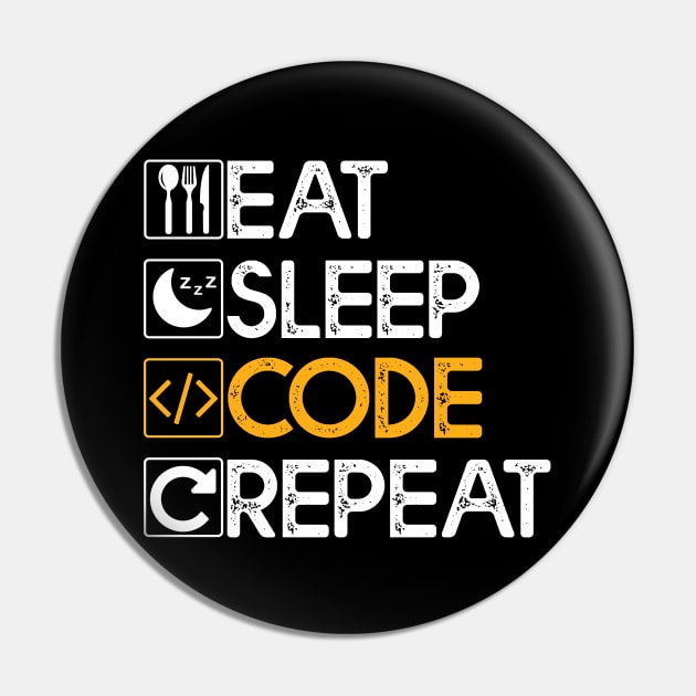 Eat Sleep Code Repeat Gift Coding Lovers Gift Pin by mommyshirts