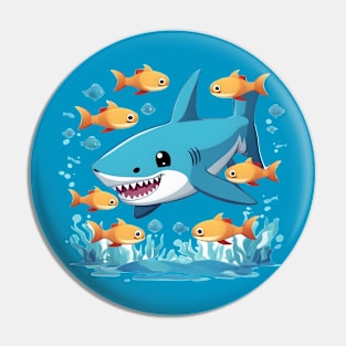 shark with fishes Pin