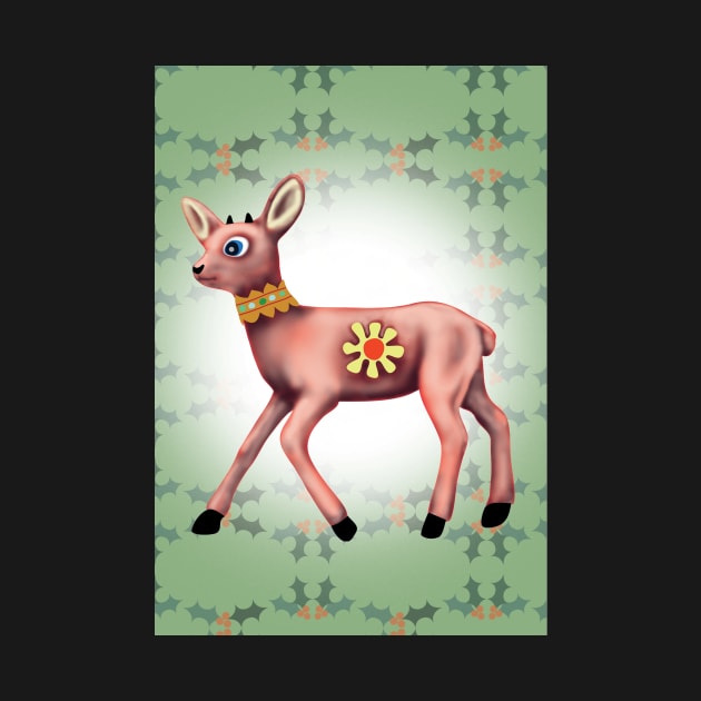 Green Reindeer xmas card by cintclare