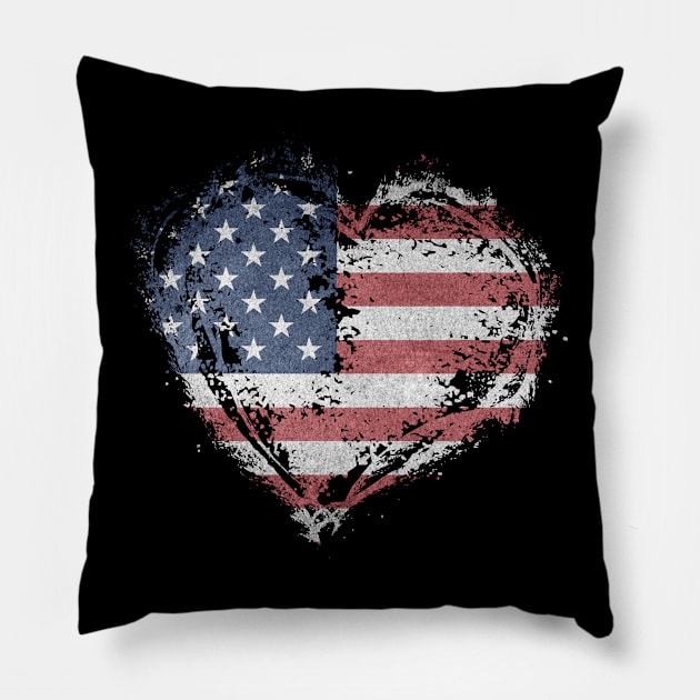 American patriot US Flag heart 4th of July Independence Day USA patriotic pride american flag 4105840 Pillow by twizzler3b