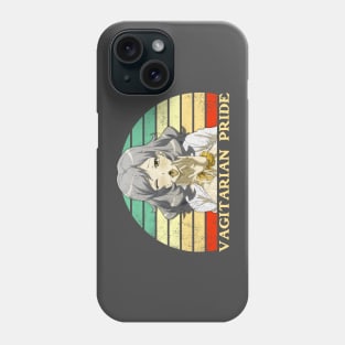 Vagitarian Pride - Lesbian Anime Pun - Retro Sunset v4 Phone Case