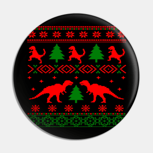 Christmas Ugly Sweater Pattern Dinosaurs Pin