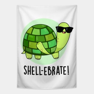 Shell-ebrate Cute Tortoise Animal Pun Tapestry