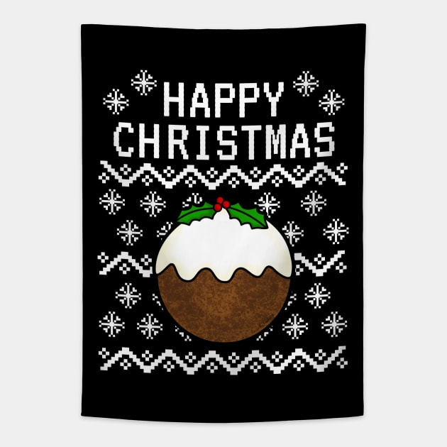 Xmas Pudding Ugly Christmas Tapestry by doodlerob